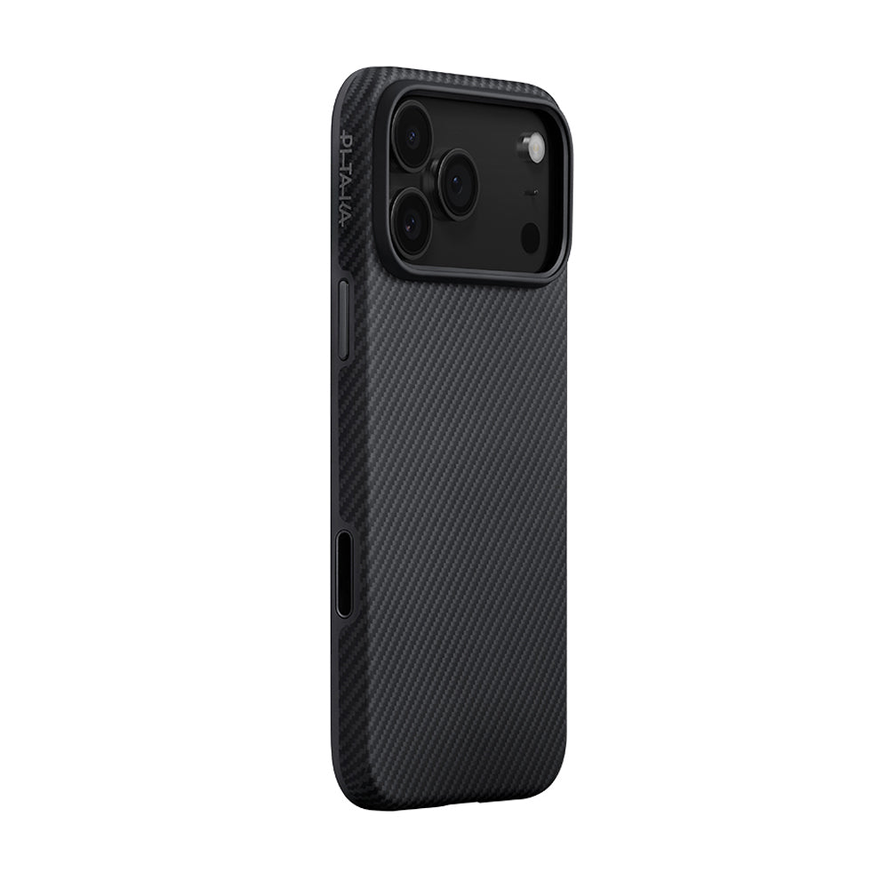 Pitaka Military-Grade Classic Serisi iPhone 17 Pro M-safe Şarj Özellikli Aramid Fiber Black-Grey Twill Kılıf Pitaka Military-Grade Classic Serisi iPhone 17 Pro M-safe Şarj Özellikli Aramid Fiber Black-Grey Twill Kılıf